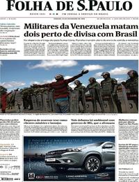 Capa do jornal Folha de S.Paulo 23/02/2019
