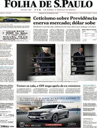 Capa do jornal Folha de S.Paulo 23/03/2019