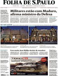 Capa do jornal Folha de S.Paulo 25/01/2019
