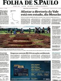 Capa do jornal Folha de S.Paulo 29/01/2019
