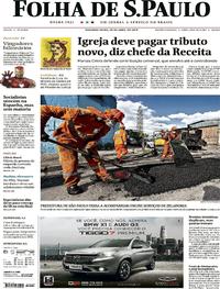 Capa do jornal Folha de S.Paulo 29/04/2019
