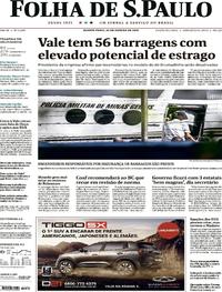 Capa do jornal Folha de S.Paulo 30/01/2019