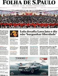 Capa do jornal Folha de S.Paulo 01/10/2019