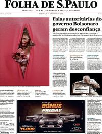 Capa do jornal Folha de S.Paulo 01/12/2019