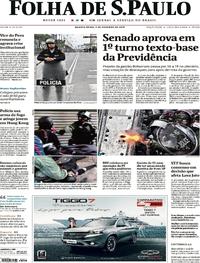 Capa do jornal Folha de S.Paulo 02/10/2019