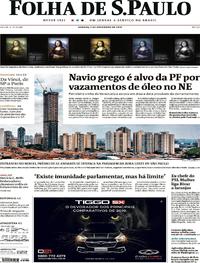 Capa do jornal Folha de S.Paulo 02/11/2019