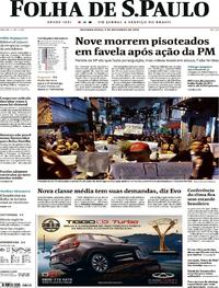 Capa do jornal Folha de S.Paulo 02/12/2019