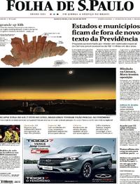 Capa do jornal Folha de S.Paulo 03/07/2019