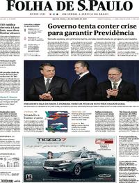 Capa do jornal Folha de S.Paulo 03/10/2019
