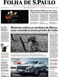 Capa do jornal Folha de S.Paulo 07/07/2019