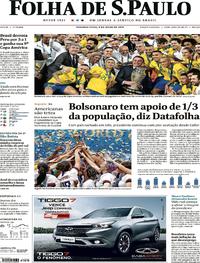 Capa do jornal Folha de S.Paulo 08/07/2019