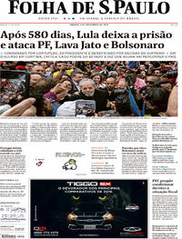 Capa do jornal Folha de S.Paulo 09/11/2019