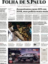 Capa do jornal Folha de S.Paulo 11/09/2019
