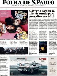 Capa do jornal Folha de S.Paulo 12/10/2019