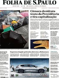Capa do jornal Folha de S.Paulo 13/06/2019