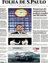 Capa do jornal Folha de S.Paulo 13/10/2019