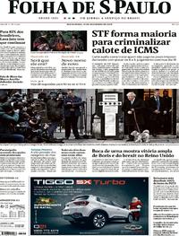 Capa do jornal Folha de S.Paulo 13/12/2019