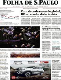 Capa do jornal Folha de S.Paulo 15/08/2019
