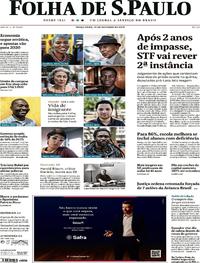 Capa do jornal Folha de S.Paulo 15/10/2019