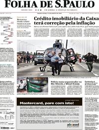 Capa do jornal Folha de S.Paulo 21/08/2019
