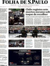 Capa do jornal Folha de S.Paulo 21/10/2019