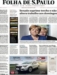 Capa do jornal Folha de S.Paulo 22/08/2019
