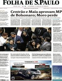 Capa do jornal Folha de S.Paulo 23/05/2019