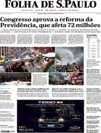 Capa do jornal Folha de S.Paulo 23/10/2019