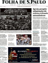 Capa do jornal Folha de S.Paulo 23/12/2019