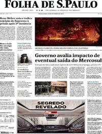 Capa do jornal Folha de S.Paulo 25/10/2019