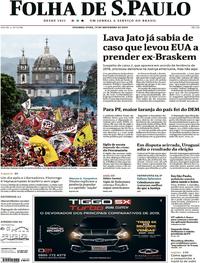 Capa do jornal Folha de S.Paulo 25/11/2019