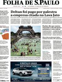 Capa do jornal Folha de S.Paulo 26/07/2019