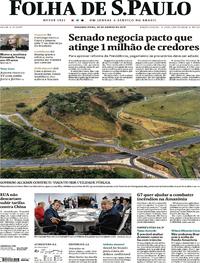 Capa do jornal Folha de S.Paulo 26/08/2019
