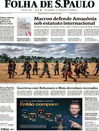 Capa do jornal Folha de S.Paulo 27/08/2019