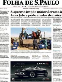 Capa do jornal Folha de S.Paulo 27/09/2019