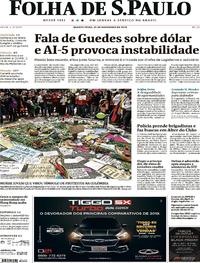 Capa do jornal Folha de S.Paulo 27/11/2019