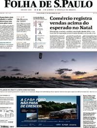 Capa do jornal Folha de S.Paulo 27/12/2019