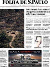 Capa do jornal Folha de S.Paulo 28/08/2019