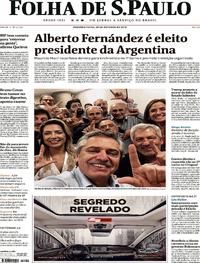 Capa do jornal Folha de S.Paulo 28/10/2019