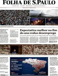 Capa do jornal Folha de S.Paulo 28/12/2019