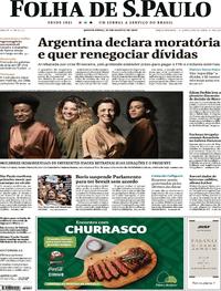 Capa do jornal Folha de S.Paulo 29/08/2019