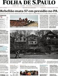 Capa do jornal Folha de S.Paulo 30/07/2019