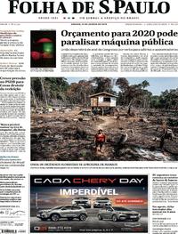 Capa do jornal Folha de S.Paulo 31/08/2019