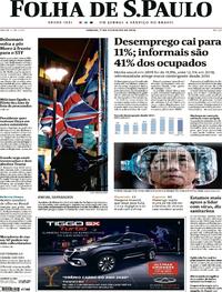 Capa do jornal Folha de S.Paulo 01/02/2020