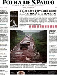 Capa do jornal Folha de S.Paulo 01/03/2020