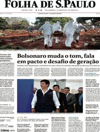 Capa do jornal Folha de S.Paulo 01/04/2020