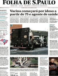 Capa do jornal Folha de S.Paulo 02/12/2020