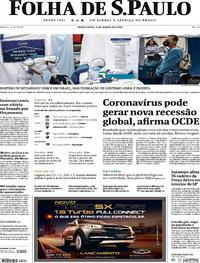 Capa do jornal Folha de S.Paulo 03/03/2020