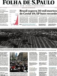 Capa do jornal Folha de S.Paulo 03/06/2020