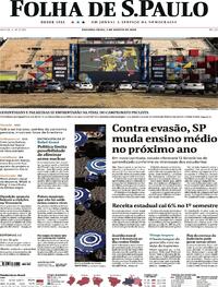 Capa do jornal Folha de S.Paulo 03/08/2020